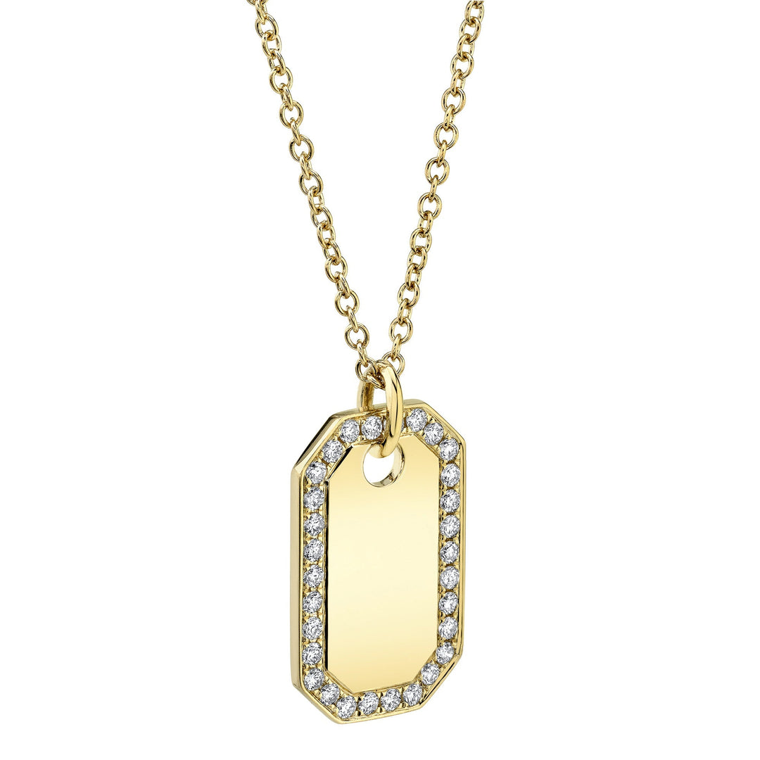 0.40Ct Diamond Dog Tag Necklace