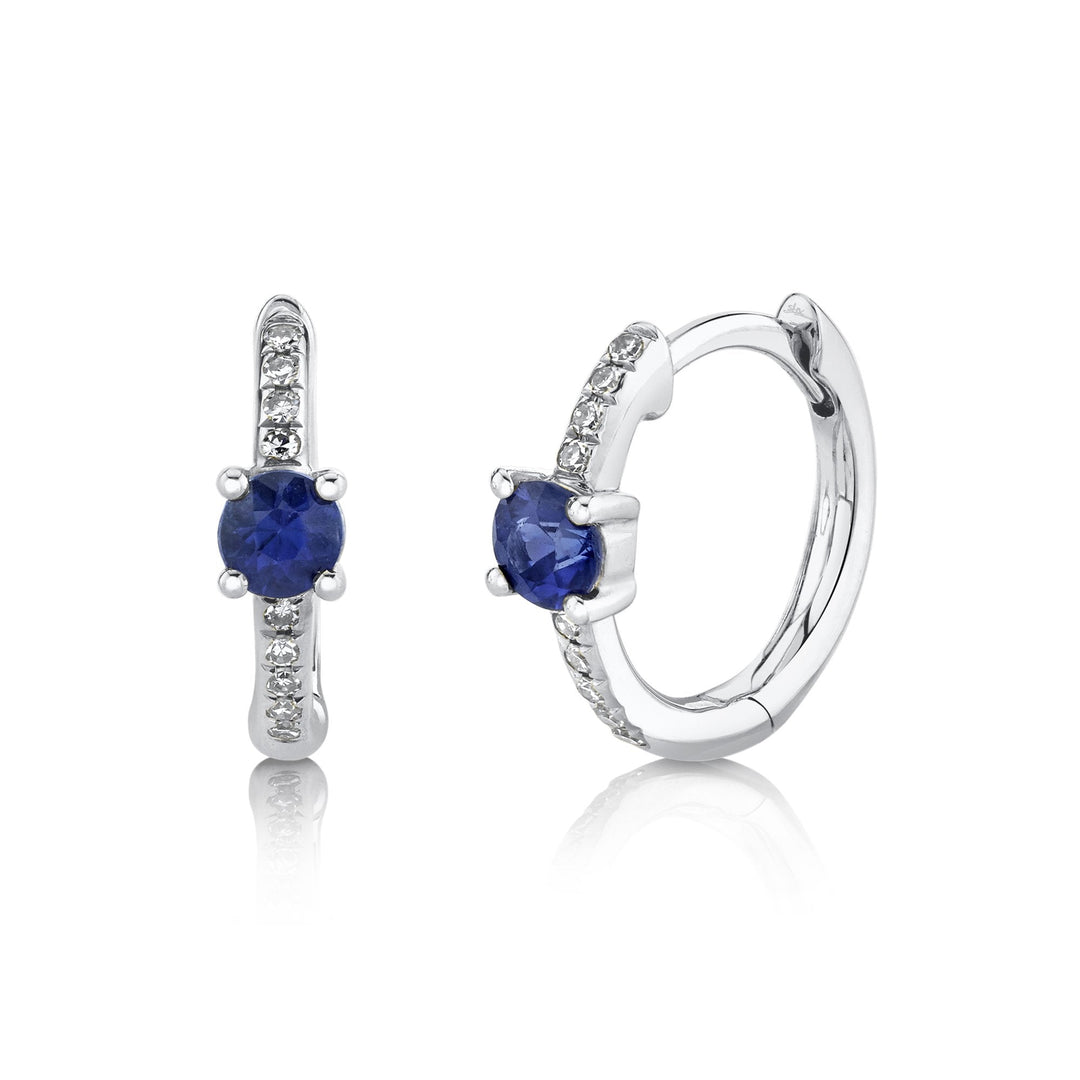 DIAMOND & BLUE SAPPHIRE HUGGIE EARRING