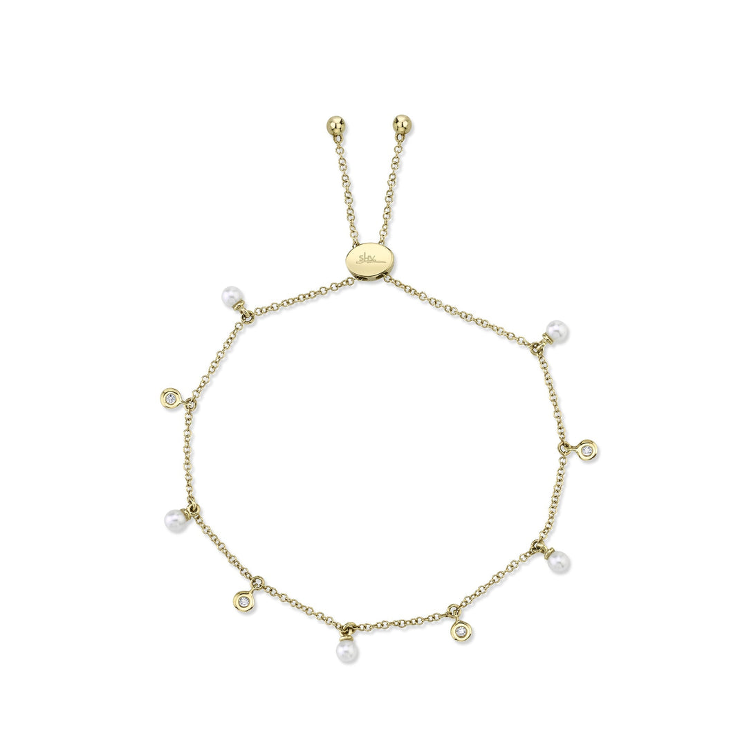 0.04CT DIAMOND & CULTURED PEARL BOLO BRACELET