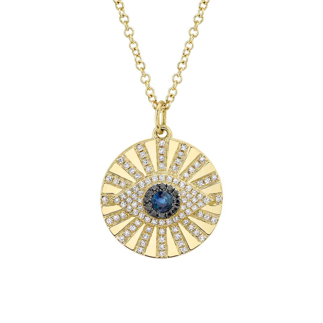 0.23CT BLACK & WHITE DIAMOND & 0.15CT BLUE SAPPHIRE EYE NECKLACE