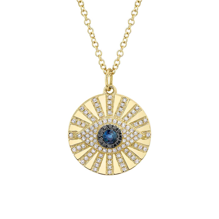 0.23CT BLACK & WHITE DIAMOND & 0.15CT BLUE SAPPHIRE EYE NECKLACE