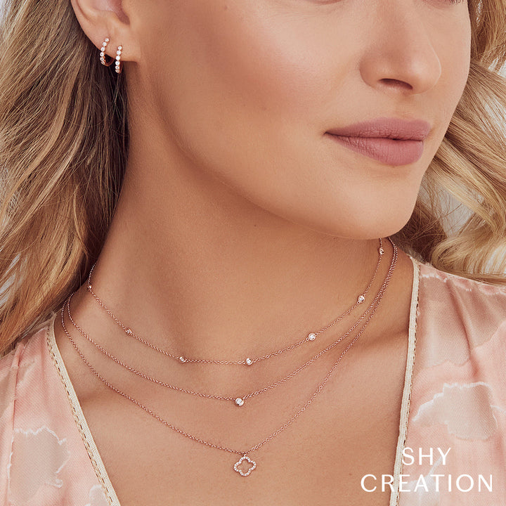 0.08Ct Diamond Clover Necklace