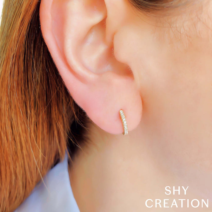 0.07 Ct. Classic Diamond Huggie Earrings - Small