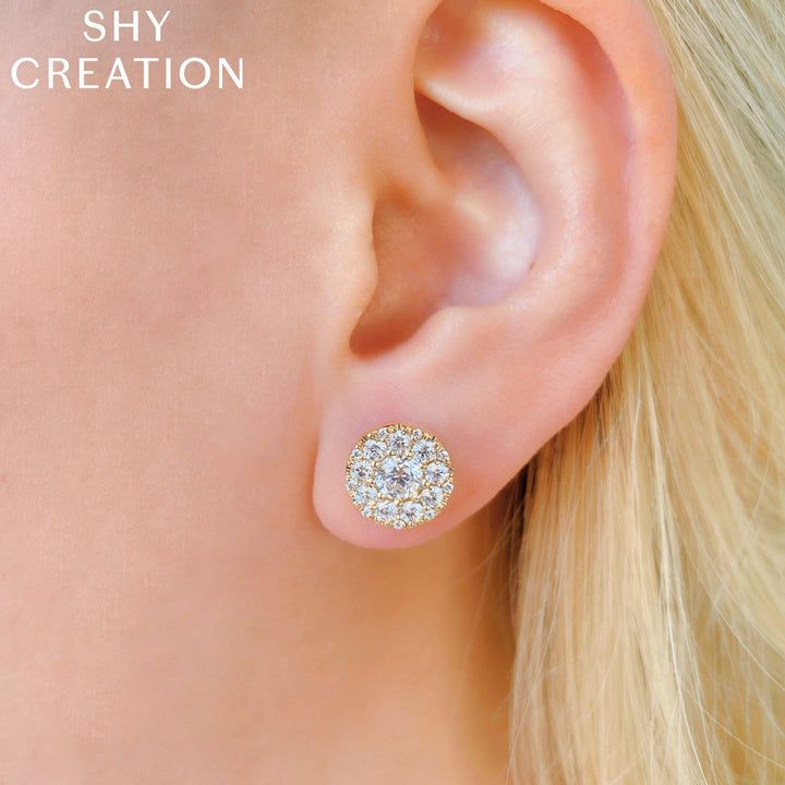 1.00Ct-Ctr(Round) 1.00Ct-Side Diamond Cluster Earring